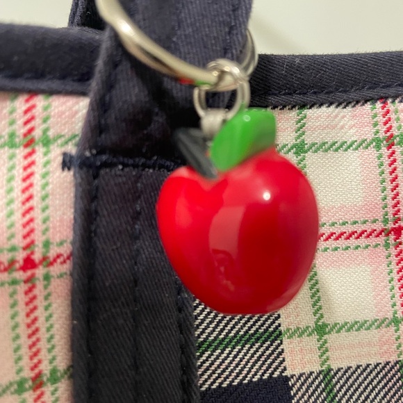 NWT Gymboree canvas tote plaid with apple charm - Picture 4 of 6